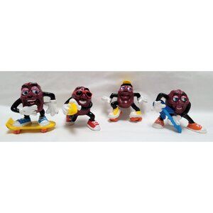 Lot of 4 Vintage California Raisins PVC Figures Skateboard Surf Guitar Skate